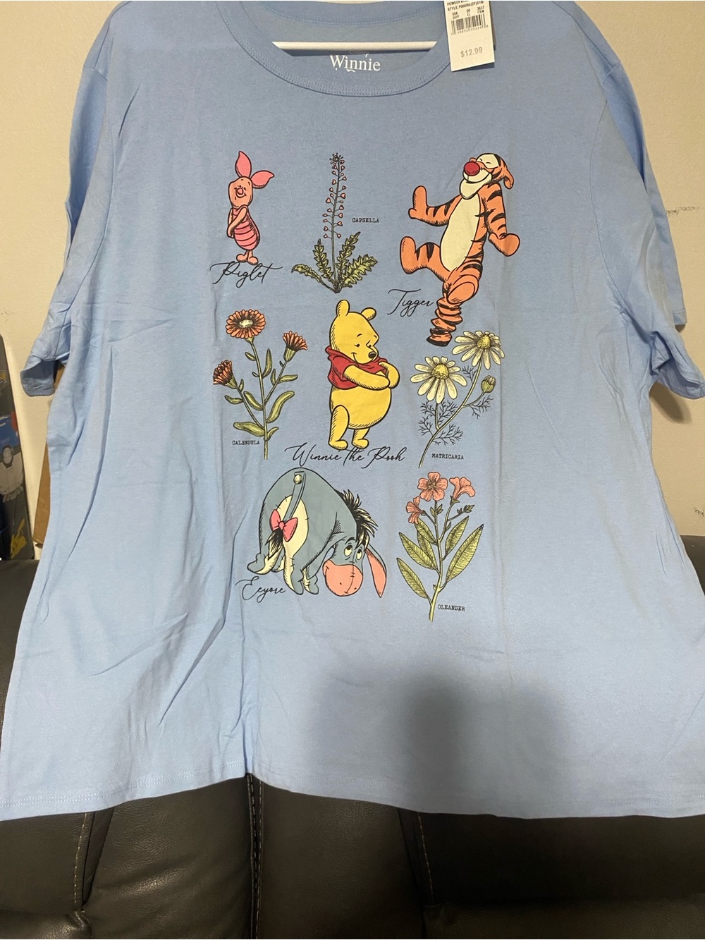 Disney Light Blue Winnie the Pooh & Friends Floral Tee